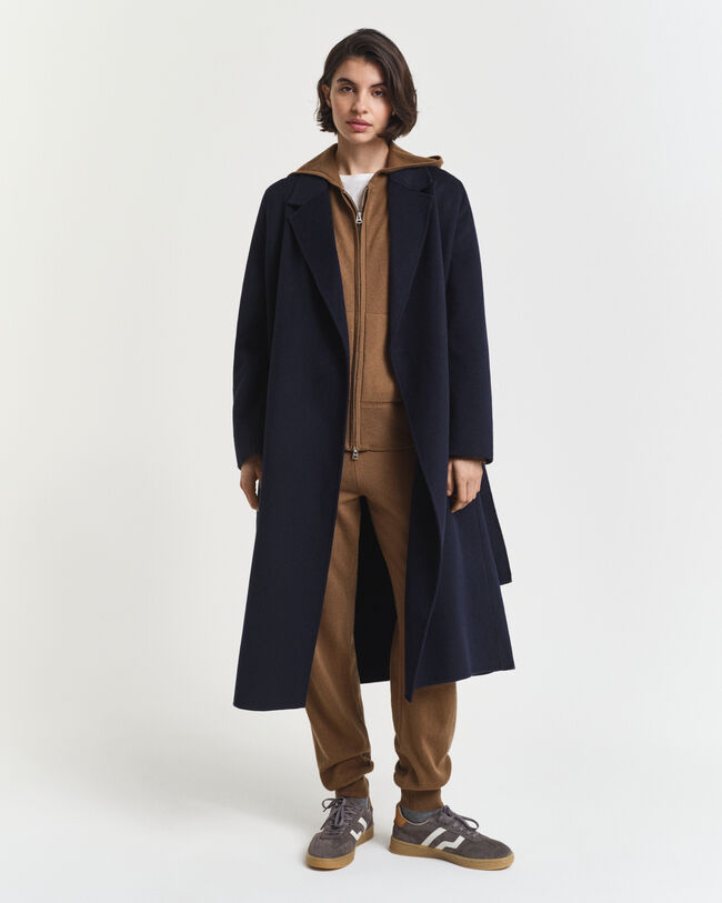 Hættetrøje af ekstra fin lammeuld med lynlås