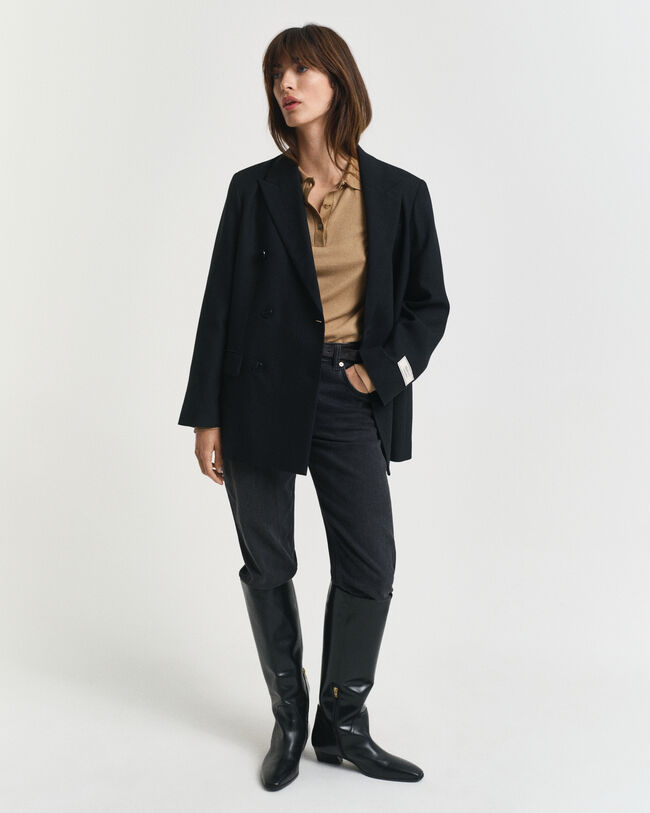 Sømløs langærmet poloskjorte med knapper