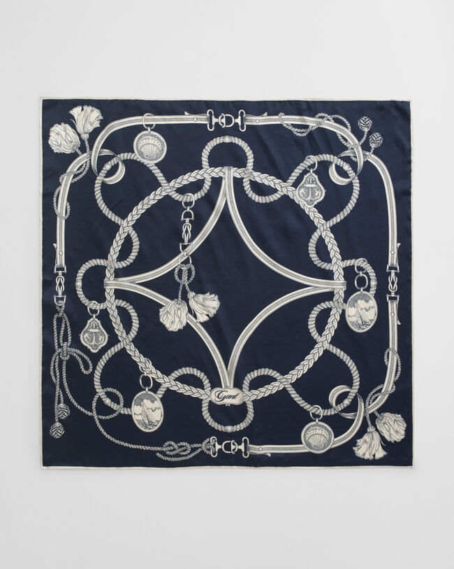 Silketørklæde med sejlads-tryk