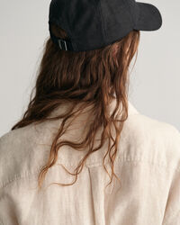 Skjortekjole af hør med korte ærmer