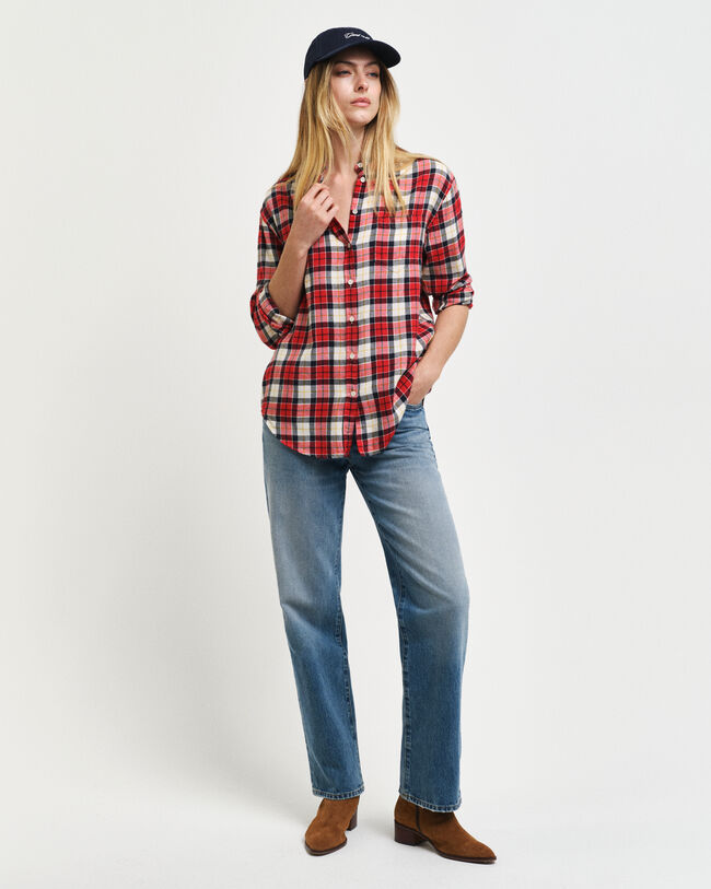 Relaxed fit ternet flannelskjorte