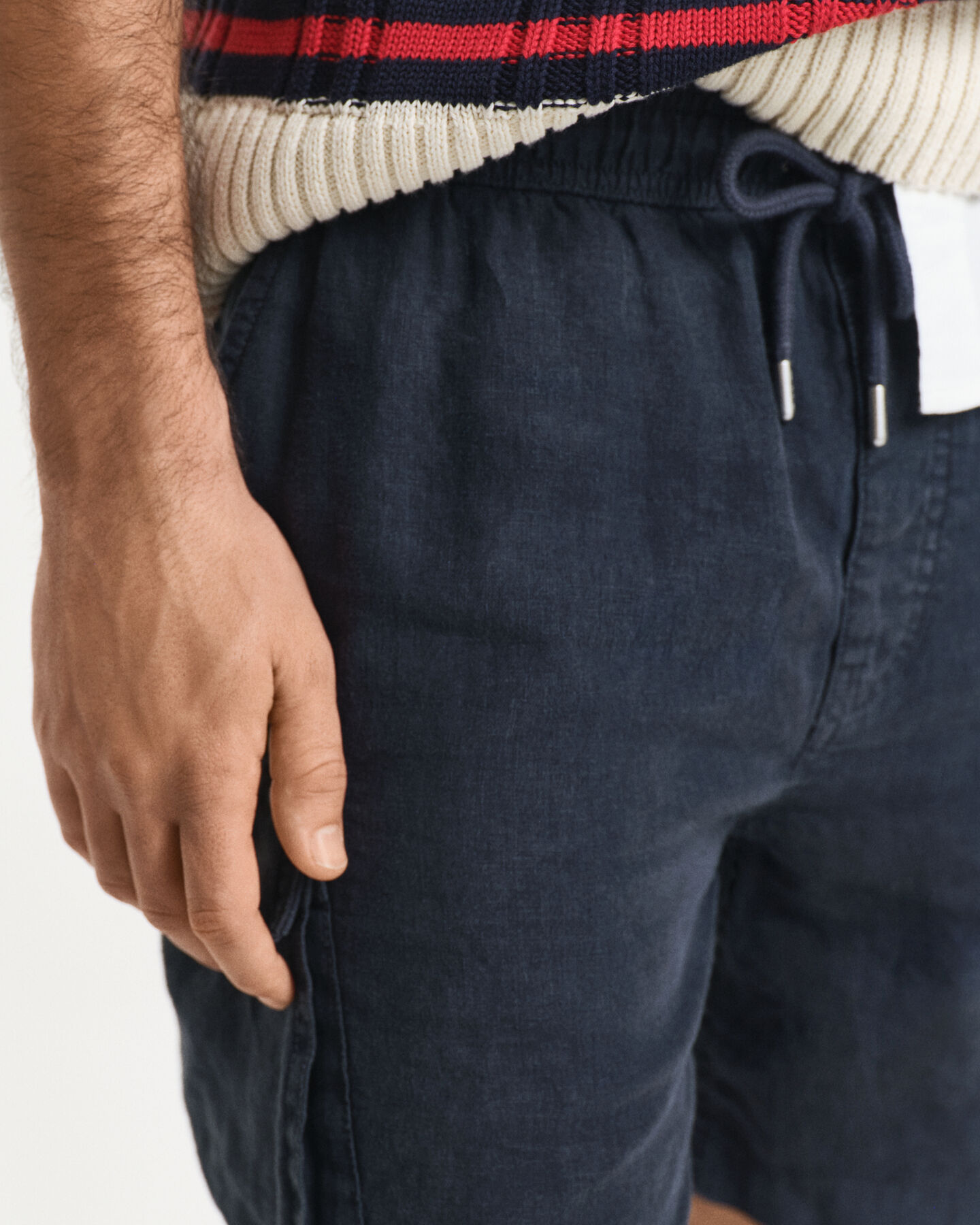 Regular fit cargo-shorts af hør