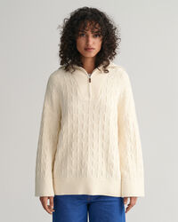 Sildebensmønstret sweater med halv lynlås