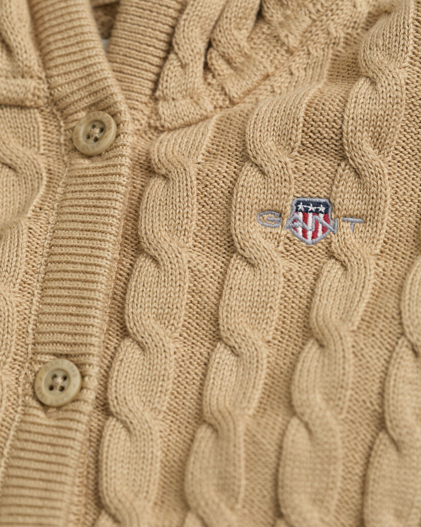 Baby cardigan af bomuld med kabelstrik