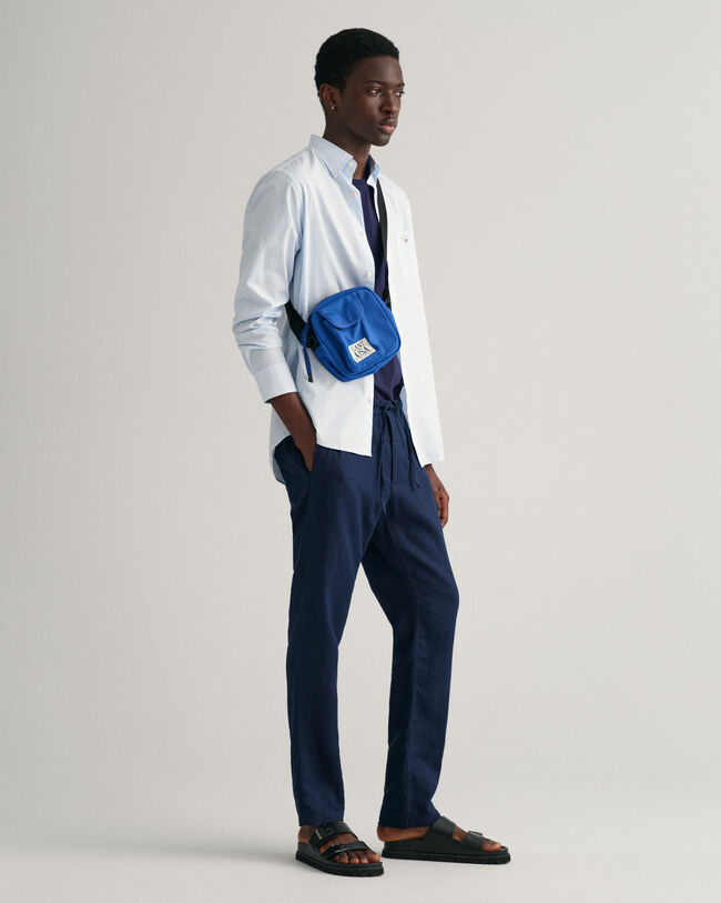 Relaxed fit hørbukser med løbesnor