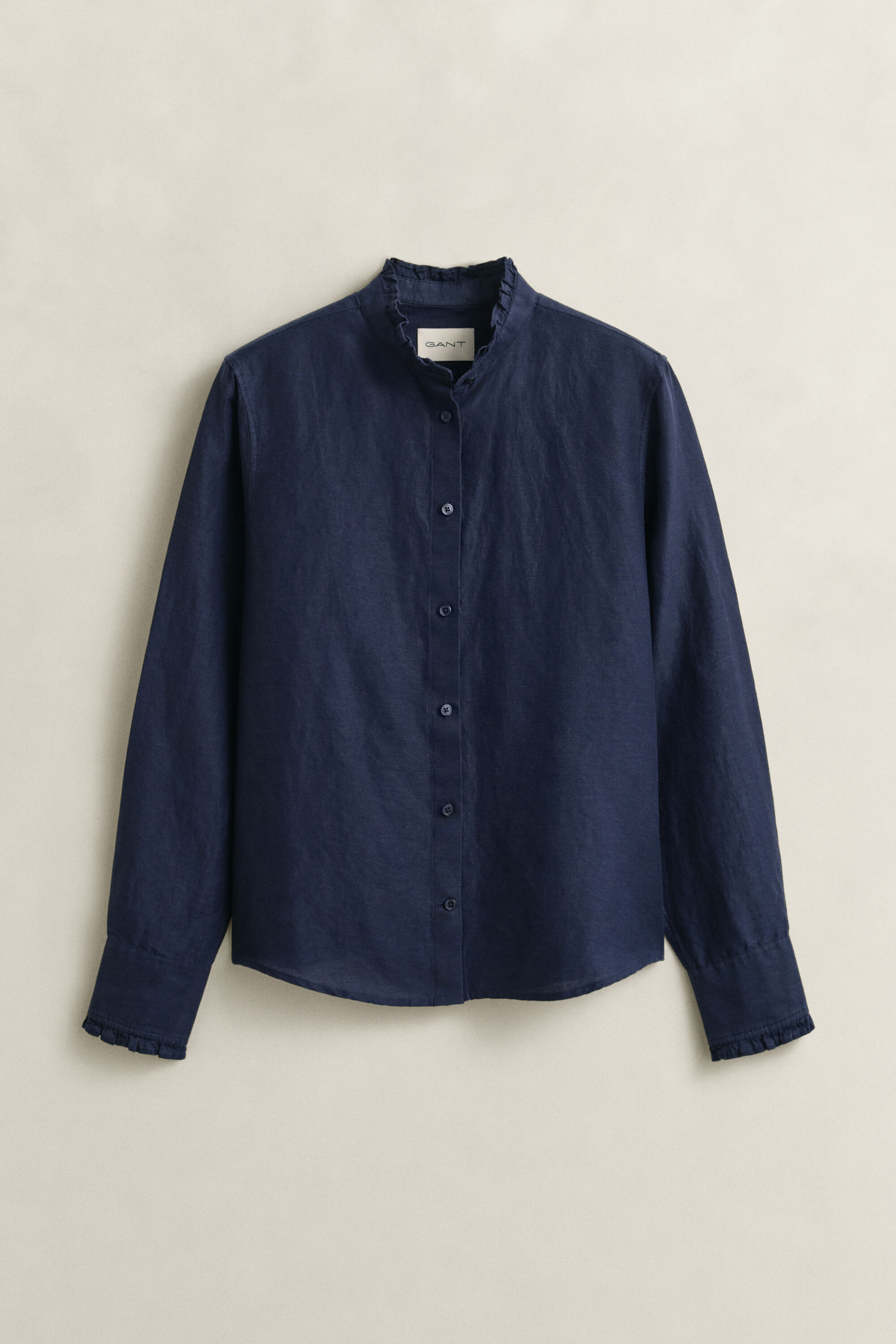 Flæset bluse af hørblanding