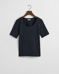 Top med rund halsudskæring