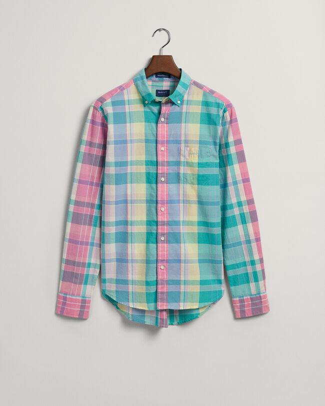 Regular fit farverig madras-skjorte