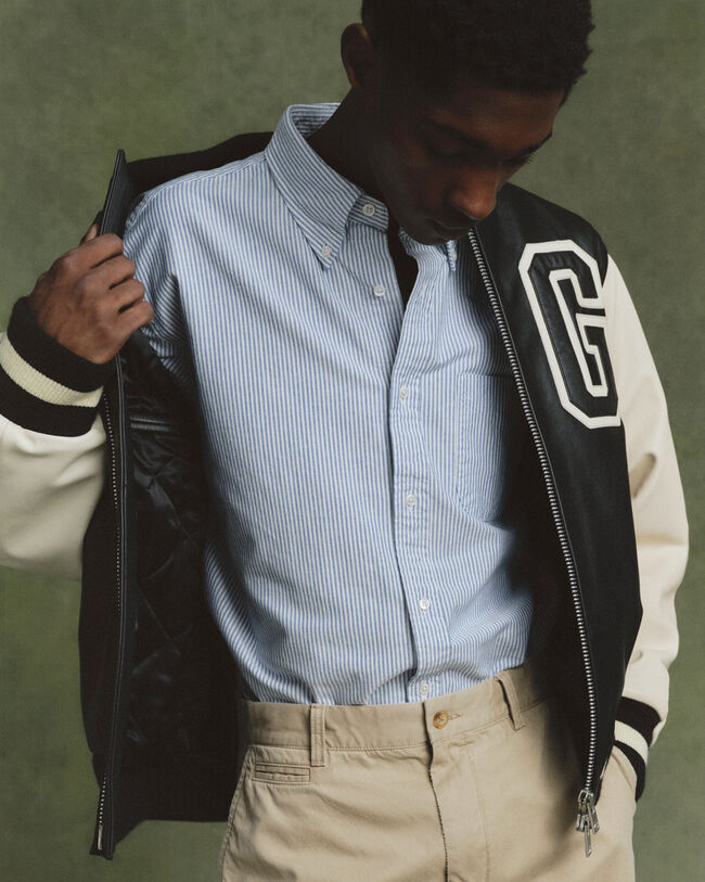 Relaxed fit US Oxford bankerstribet skjorte