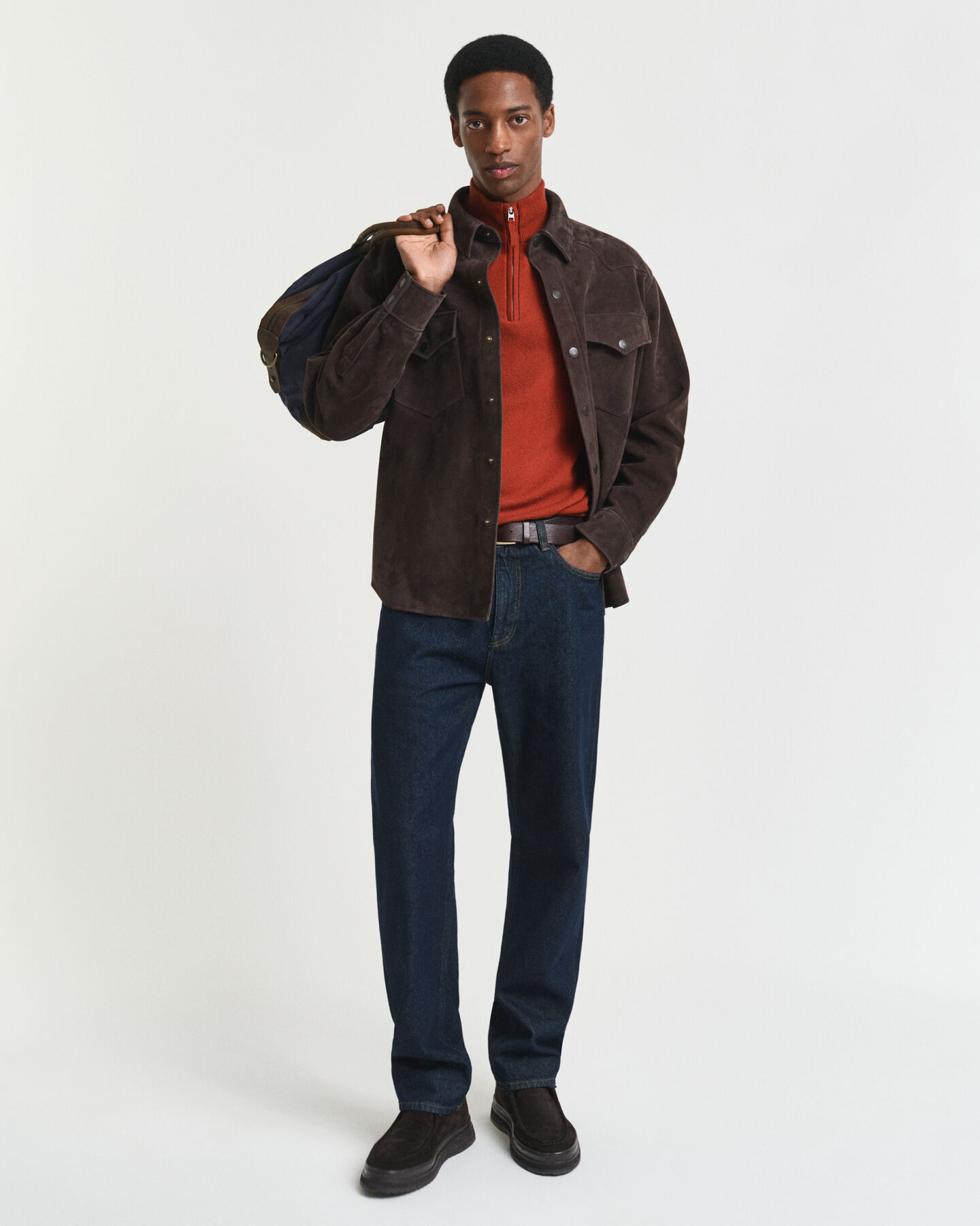 Sweater af ekstra fin lammeuld med halv lynlås