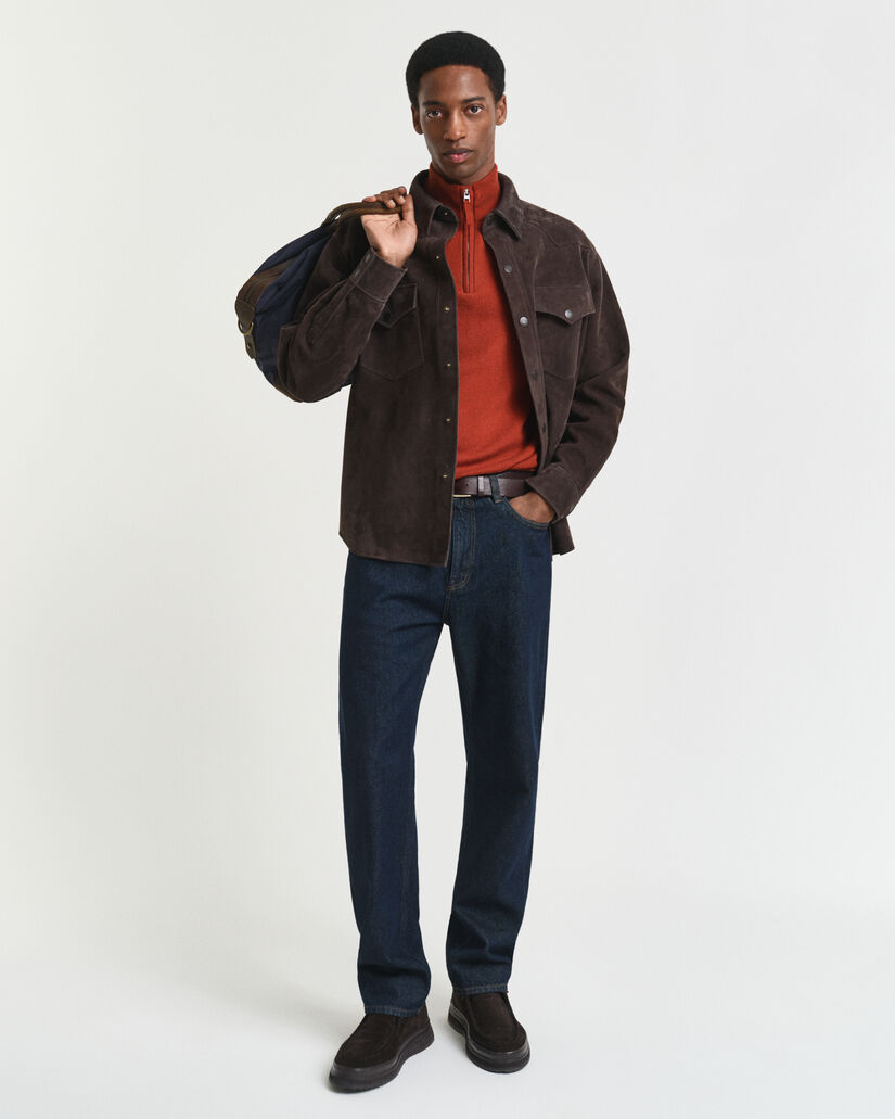 Sweater af ekstra fin lammeuld med halv lynlås