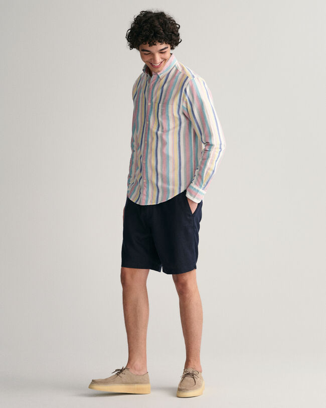 Shorts af hør med løbesnor