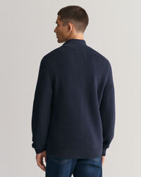 Tekstureret sweater af bomuld med halv lynl&aring;s