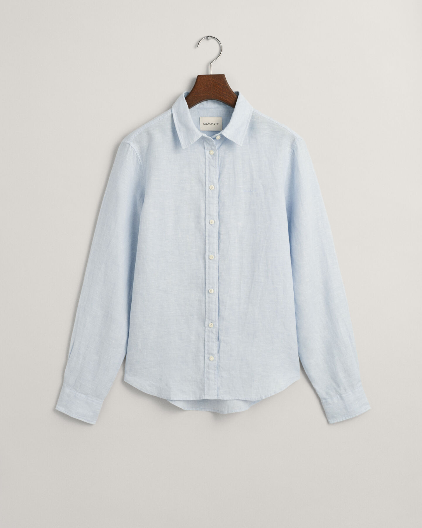 Regular fit skjorte af hør-chambray