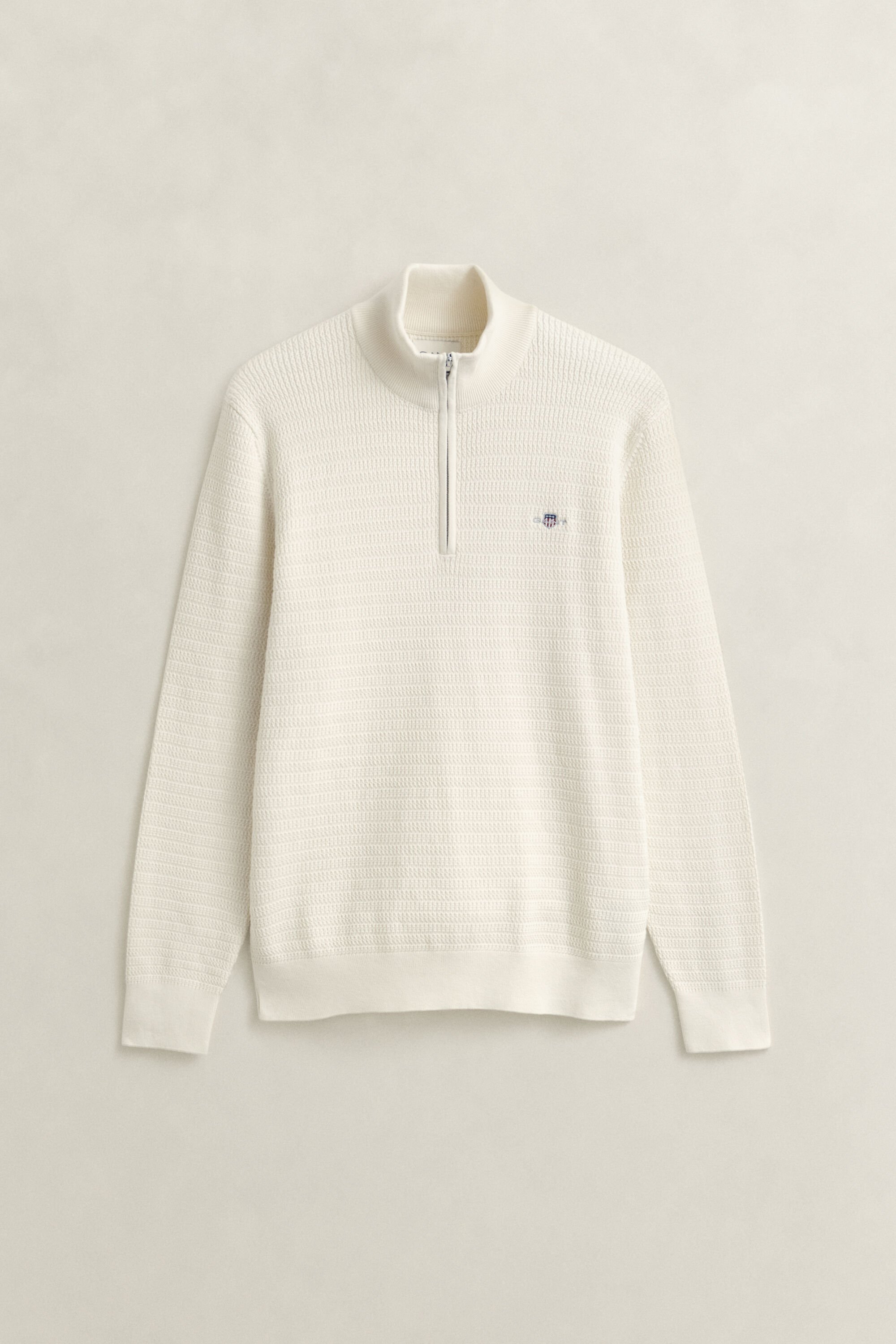 Mini kabelstrikket sweater med halv lynlås