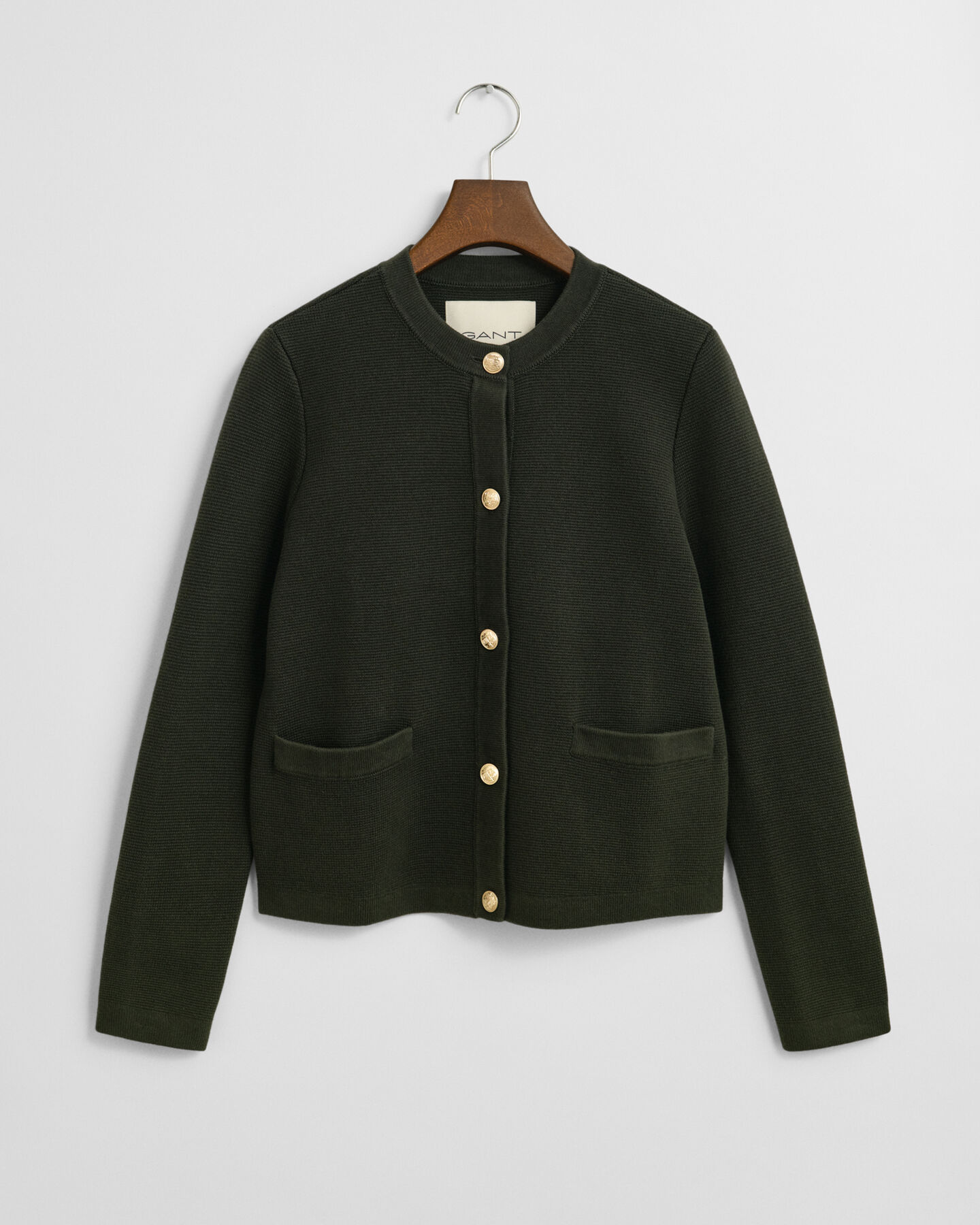 Cardigan med kontrastfarvet strik