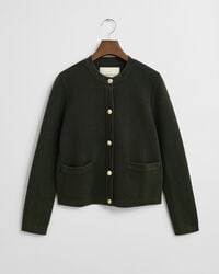 Cardigan med kontrastfarvet strik