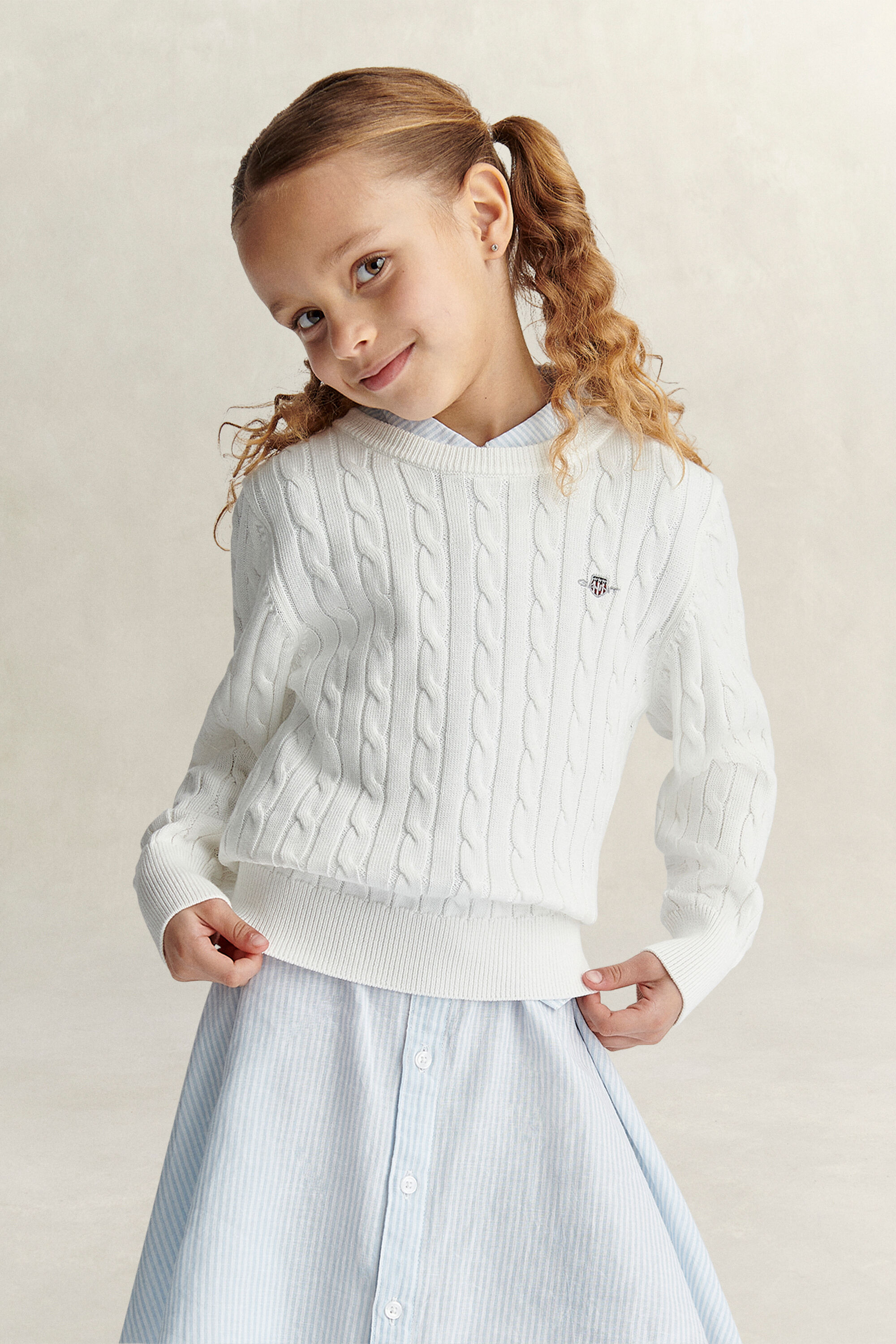Girls Shield kabelstrikket sweater