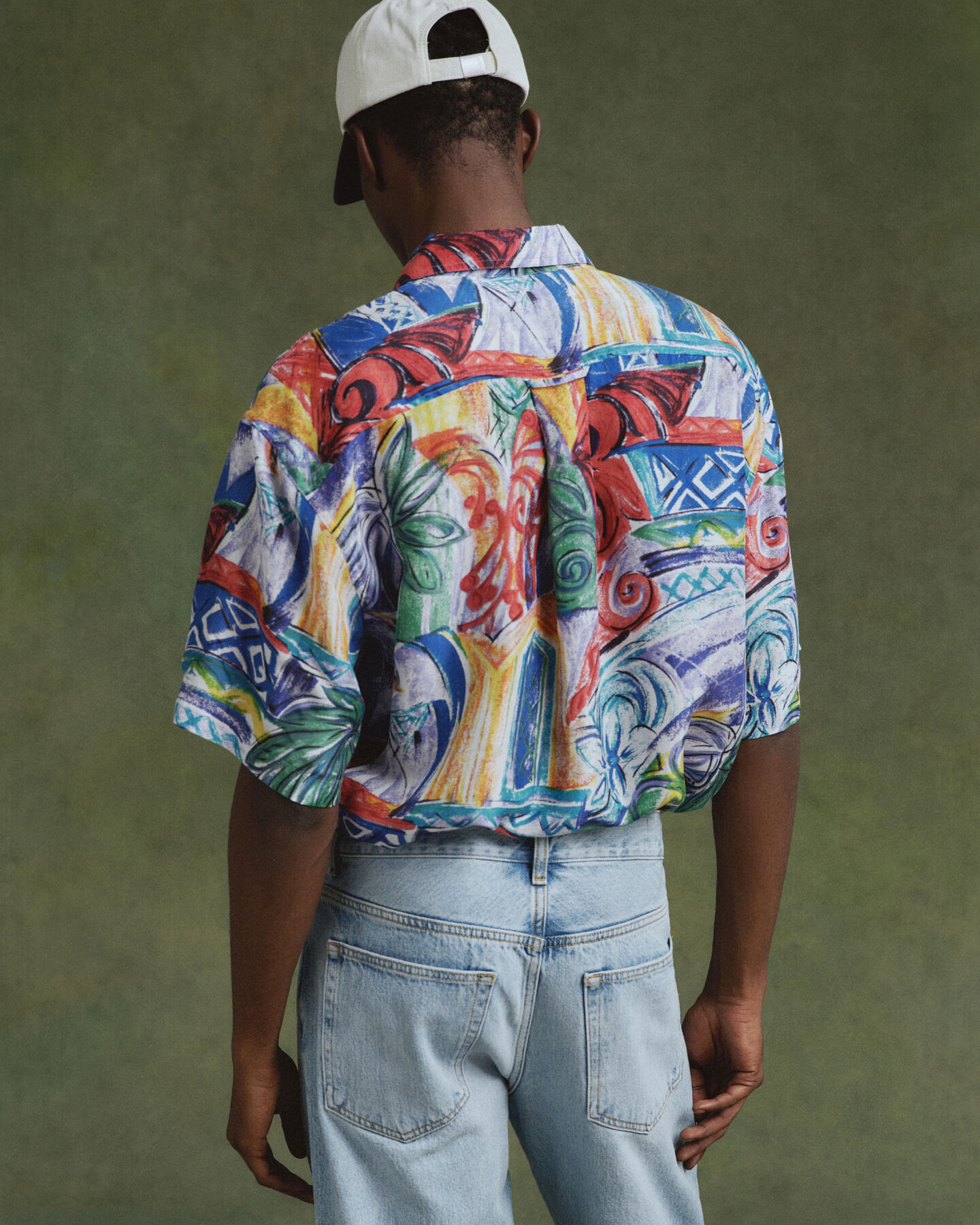 Relaxed fit silkeskjorte med tryk