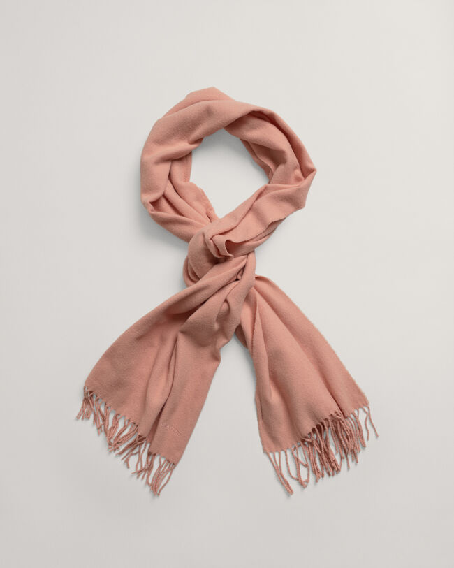 Ensfarvet vævet halstørklæde i uld