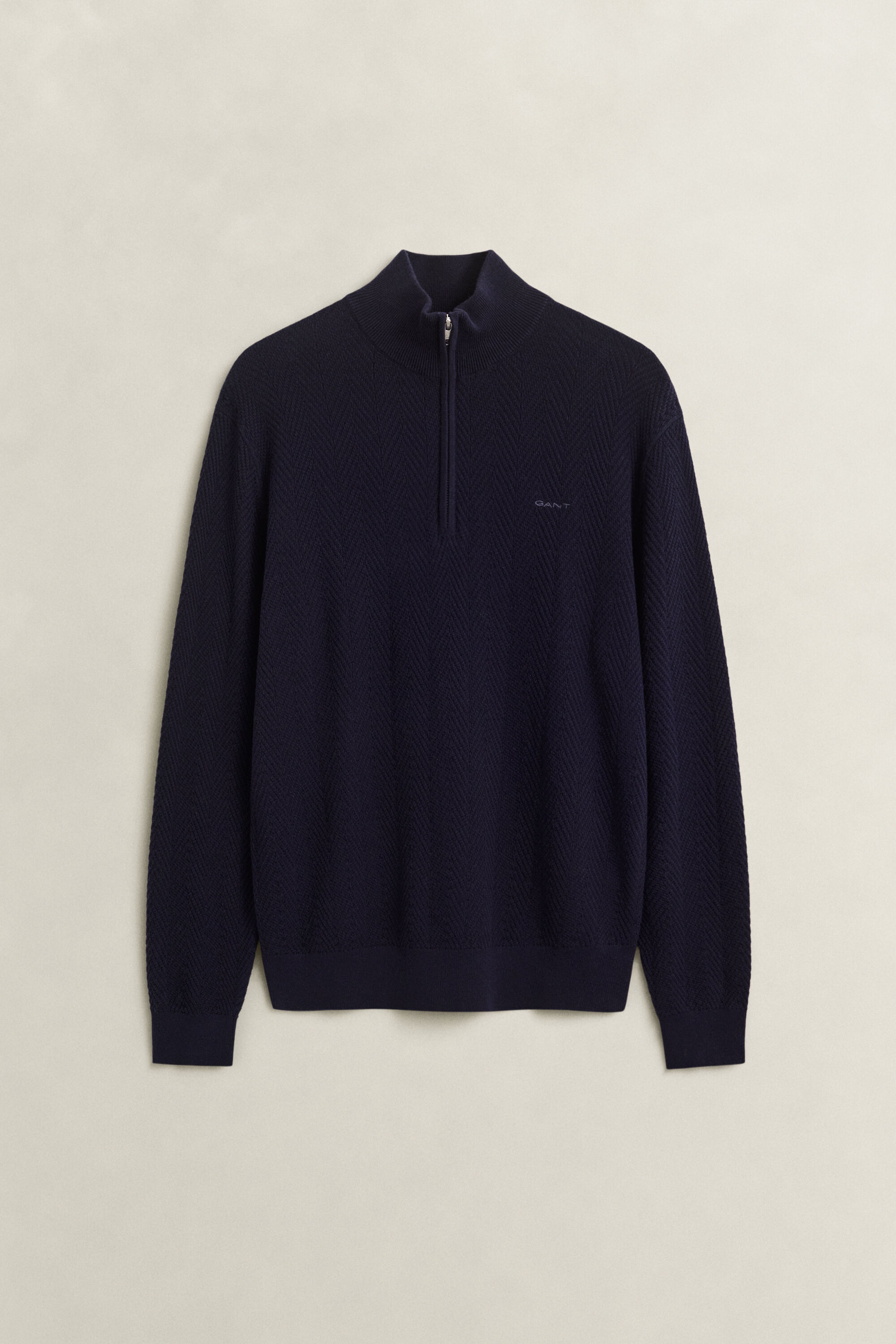 Sildebensmønstret sweater med halv lynlås