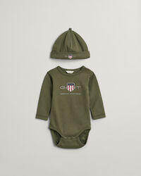 Baby Archive Shield bodysuit og beanie