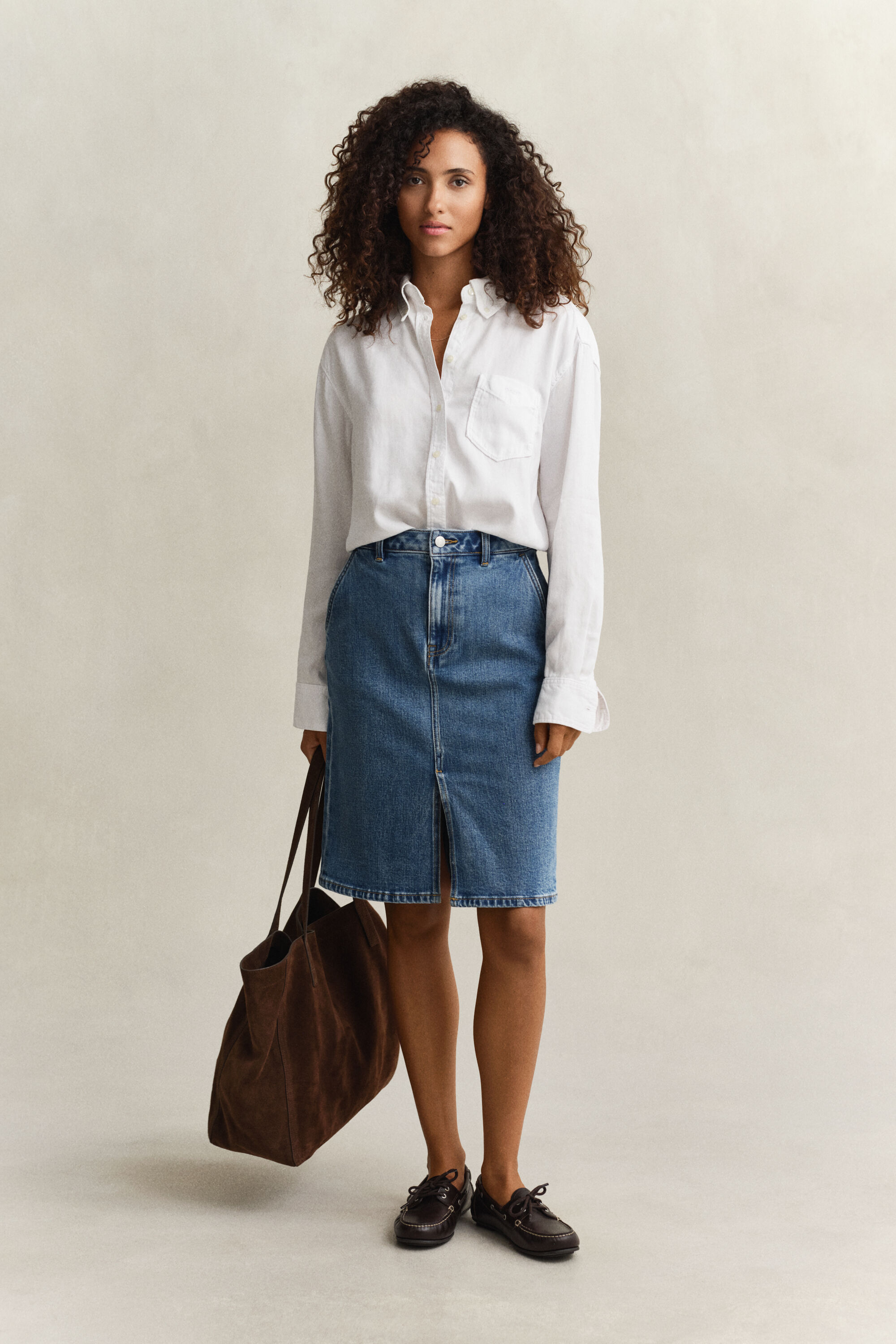 Denim pencil-nederdel