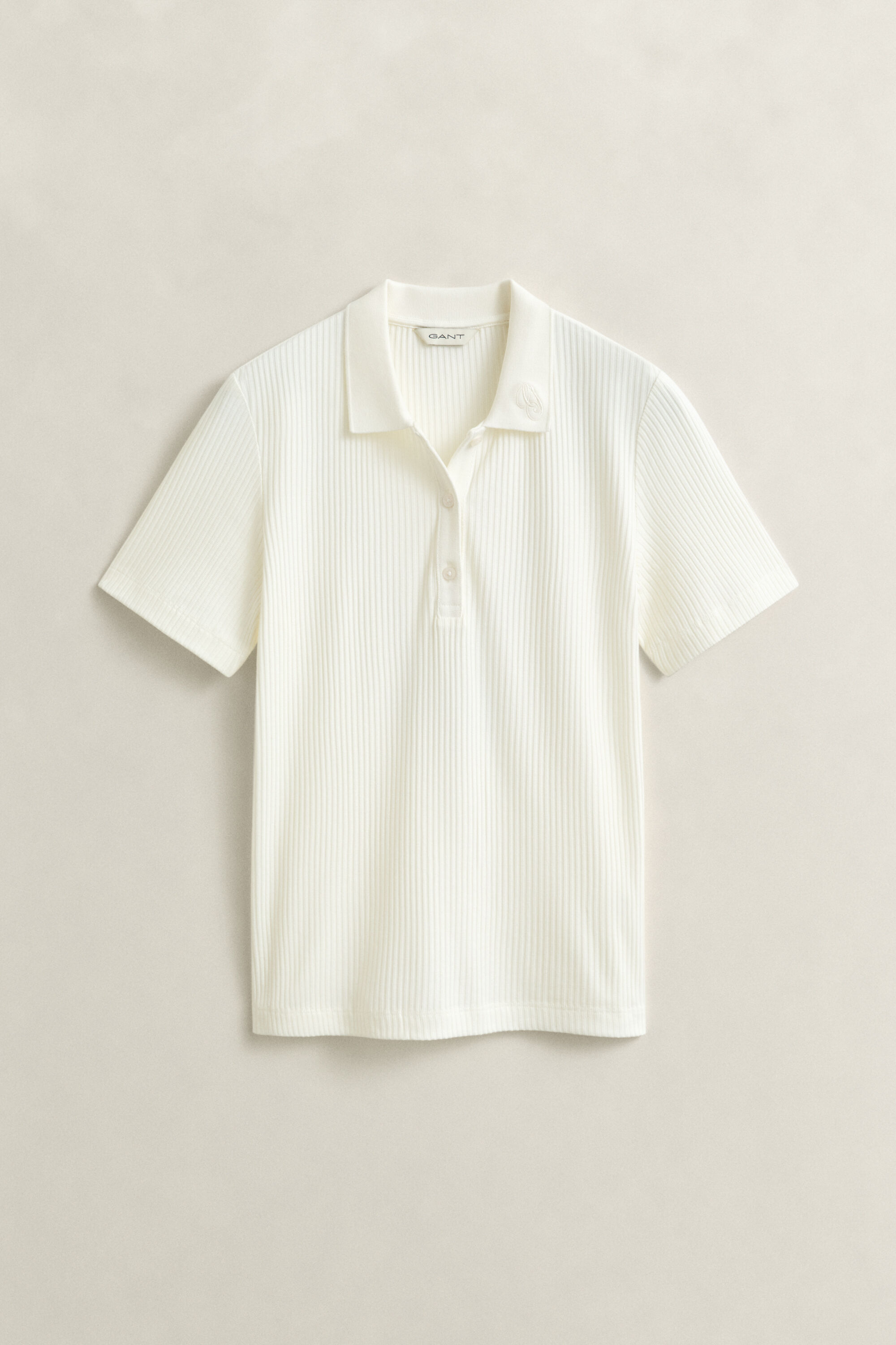 Ribstrikket poloskjorte