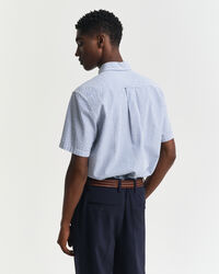 Regular fit stribet seersucker skjorte med korte ærmer