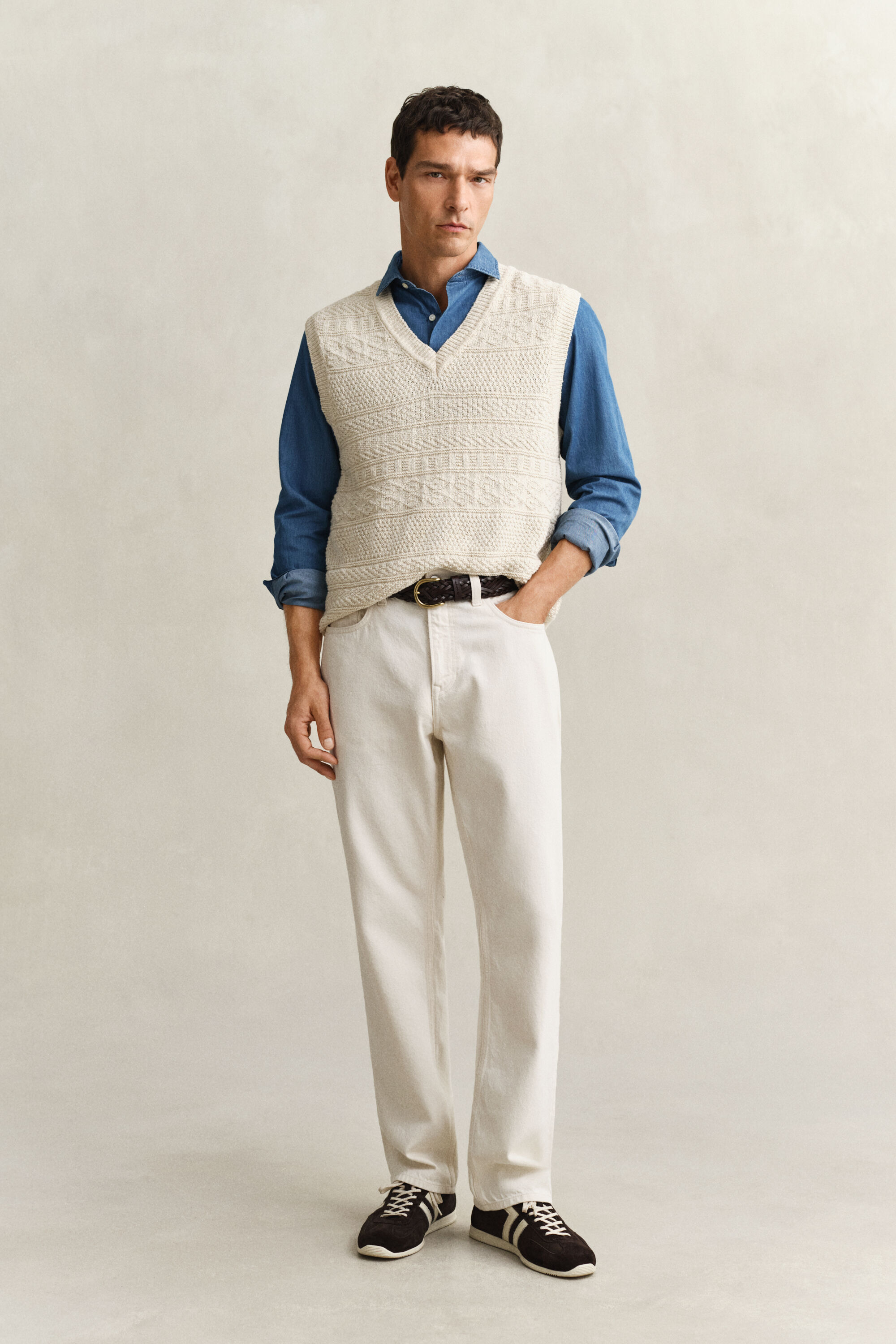 Indigo twill-skjorte