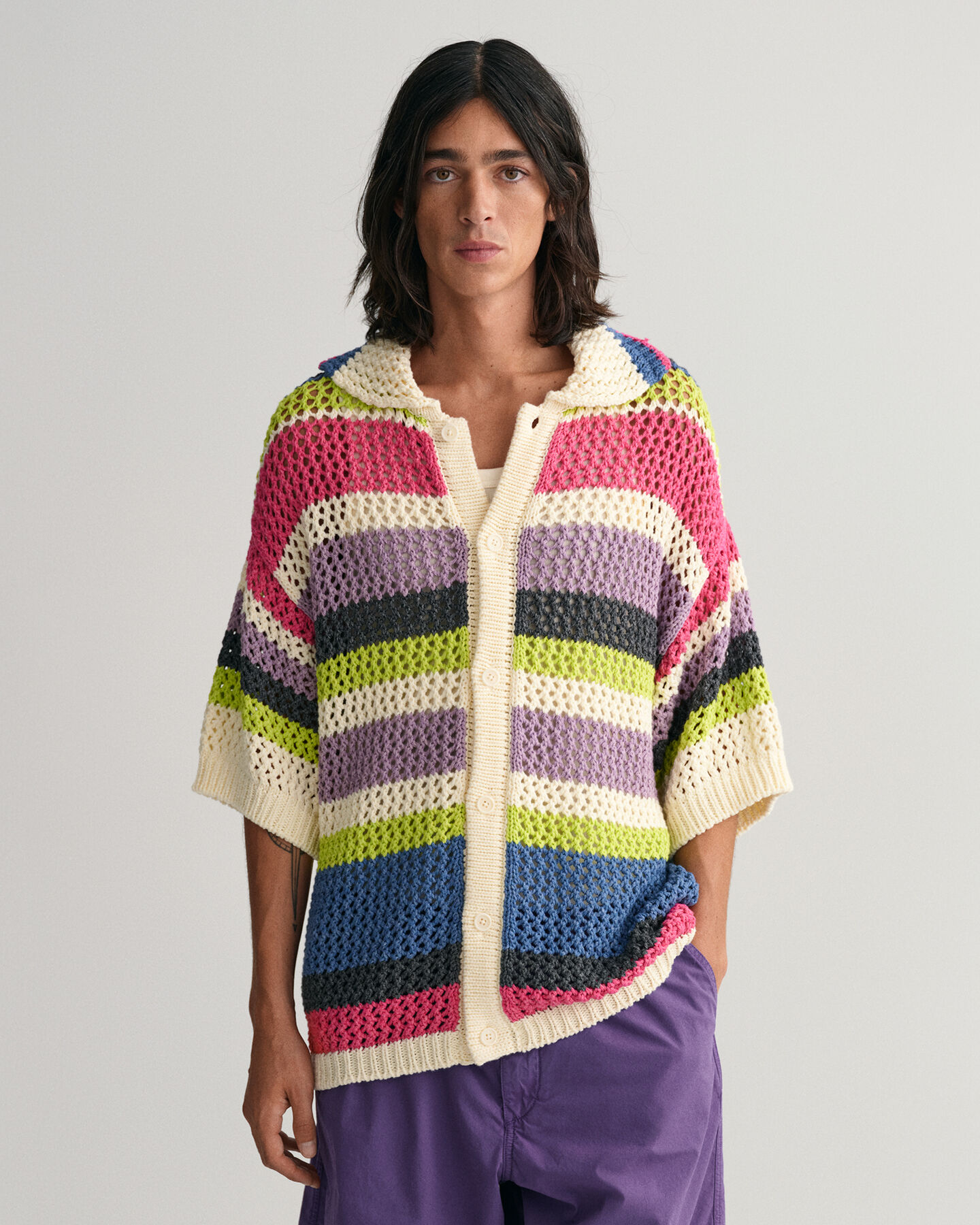 &Aring;ben Texture polosweater