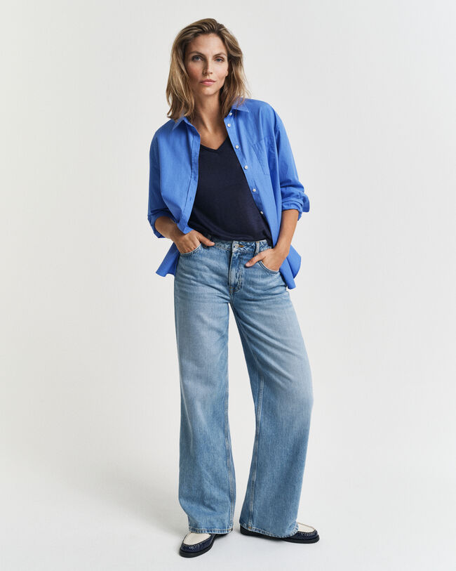 T-shirt af h&oslash;r med V-hals