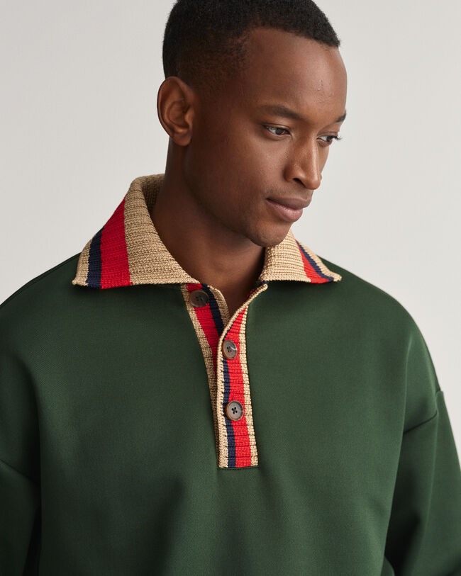 Strikket sweatshirt Rugger med krave