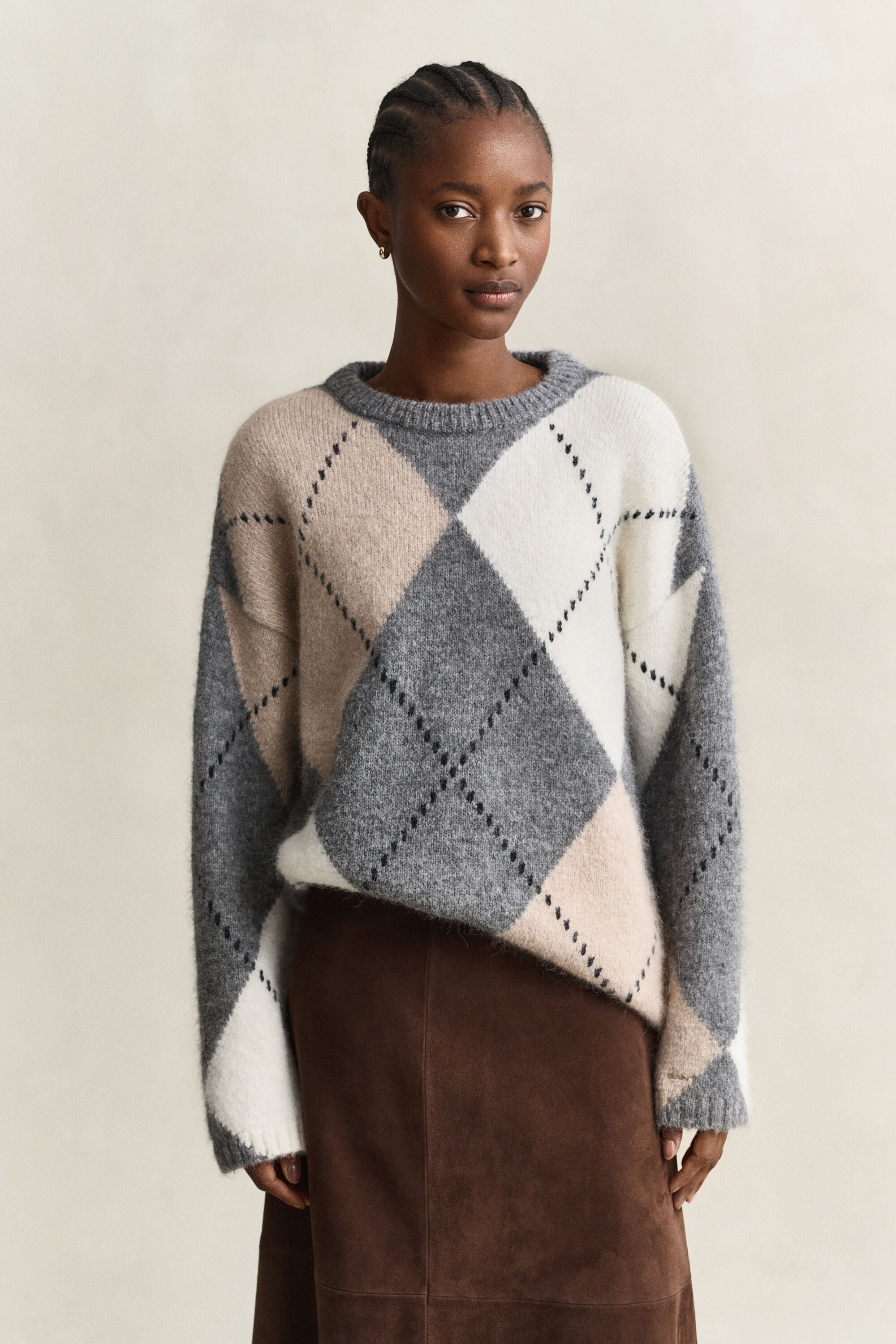 Argyle sweater i en blanding af alpakauld