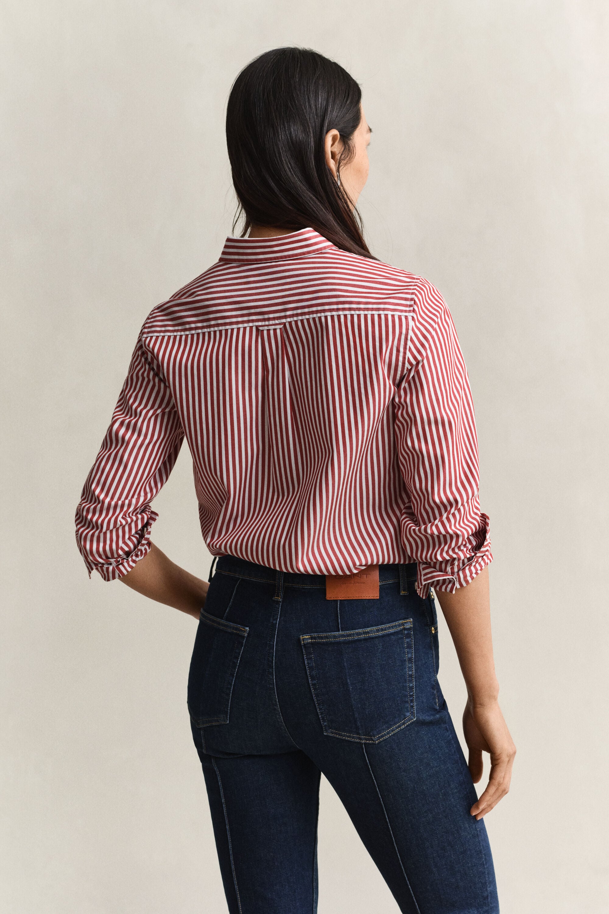 Regular fit stribet klassisk poplin-skjorte
