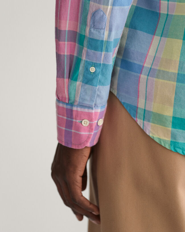 Regular fit farverig madras-skjorte