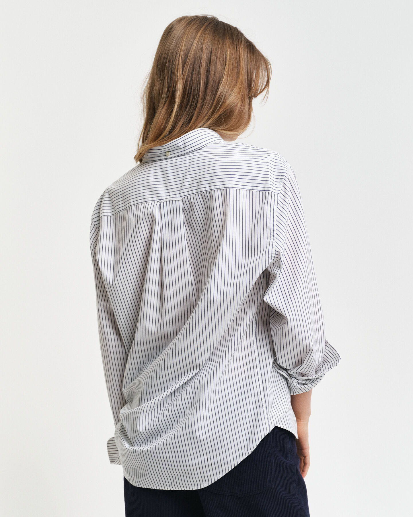 Regular fit poplin skjorte med striber