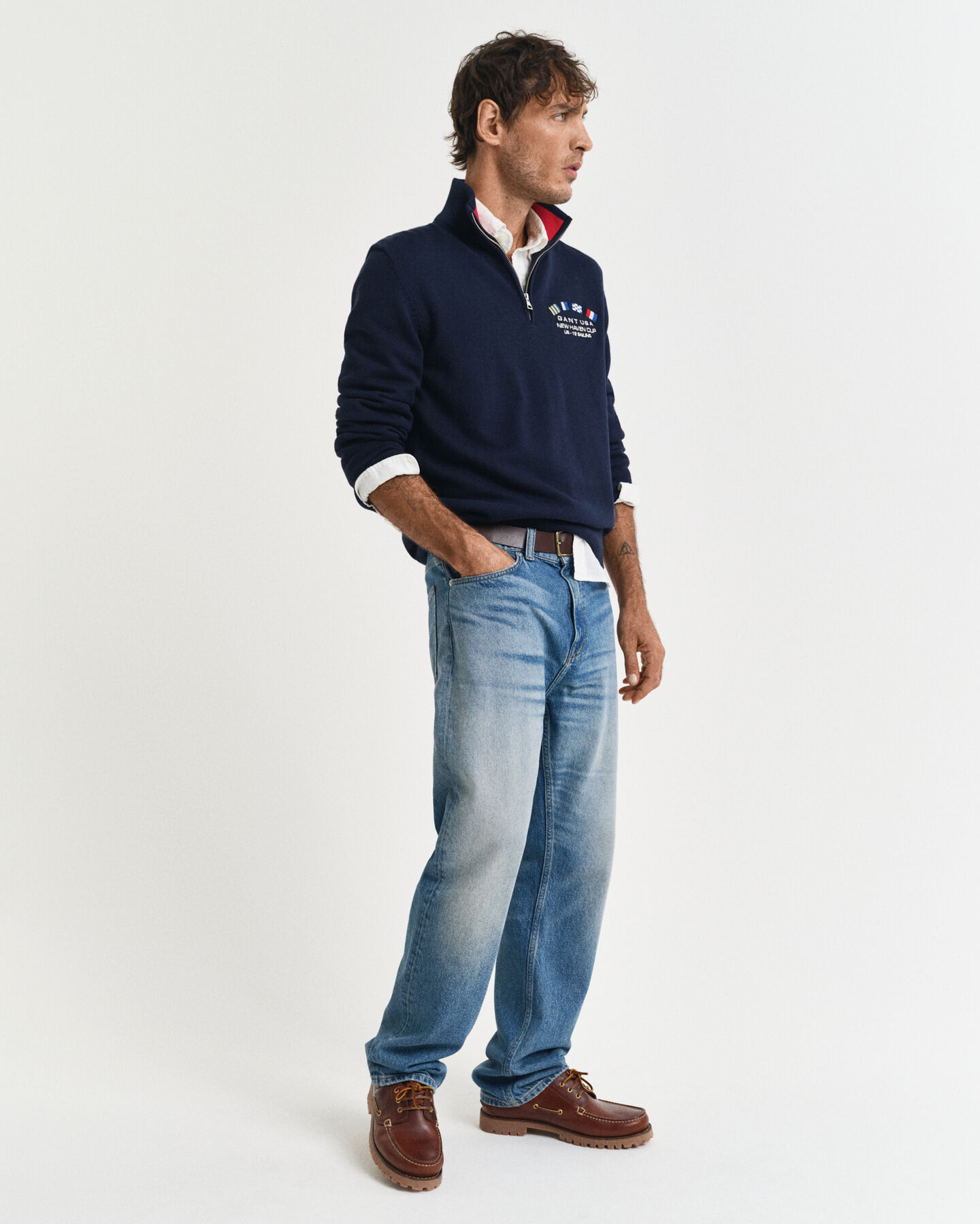 Nautical Flags sweater med halv lynlås