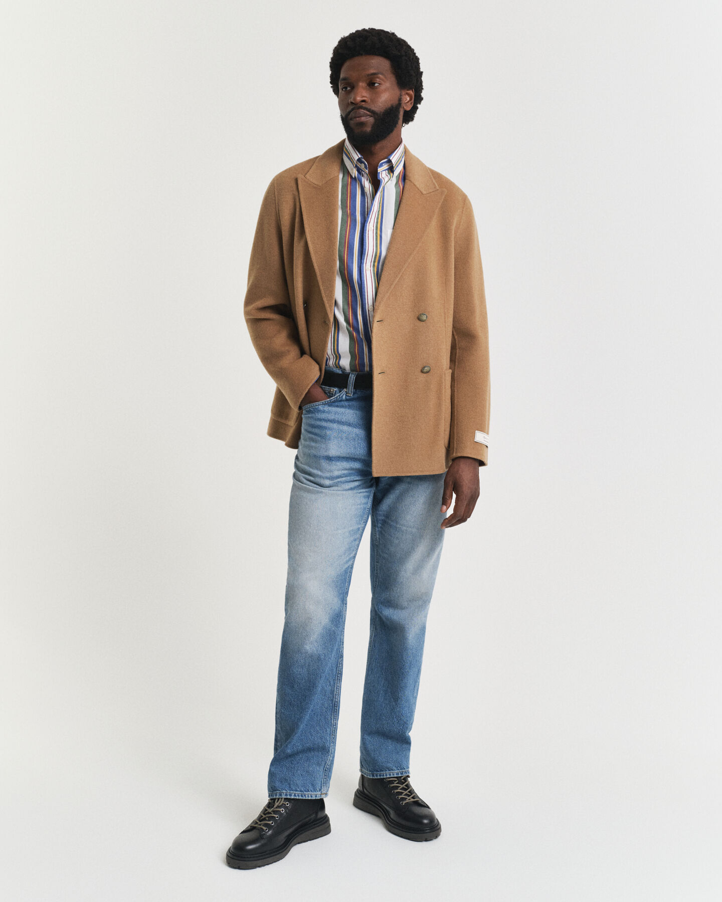 Regular fit flerstribet klassisk poplin-skjorte