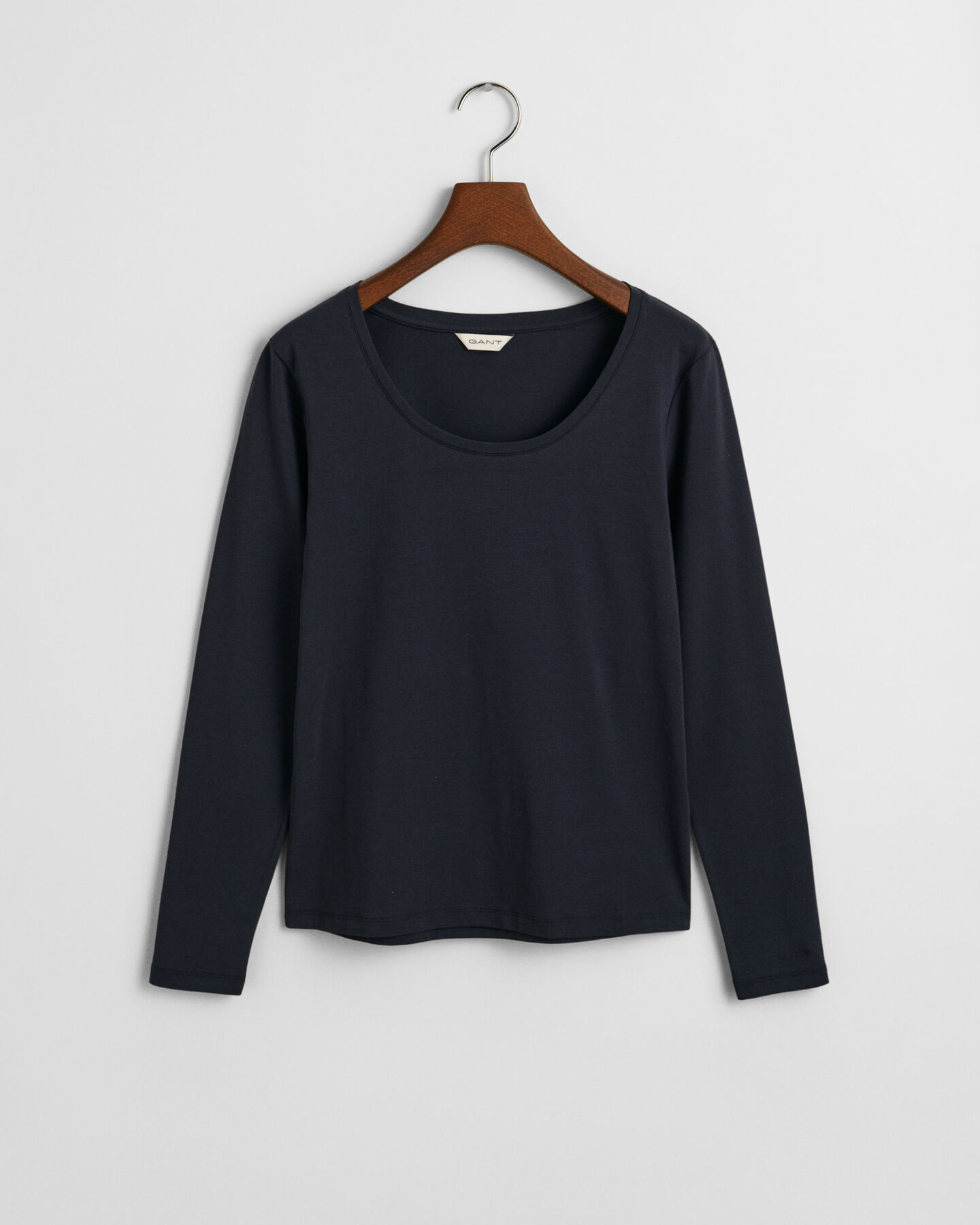 Langærmet top med rund halsudskæring