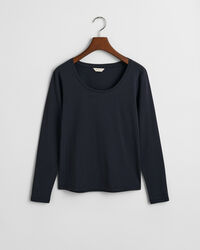 Langærmet top med rund halsudskæring