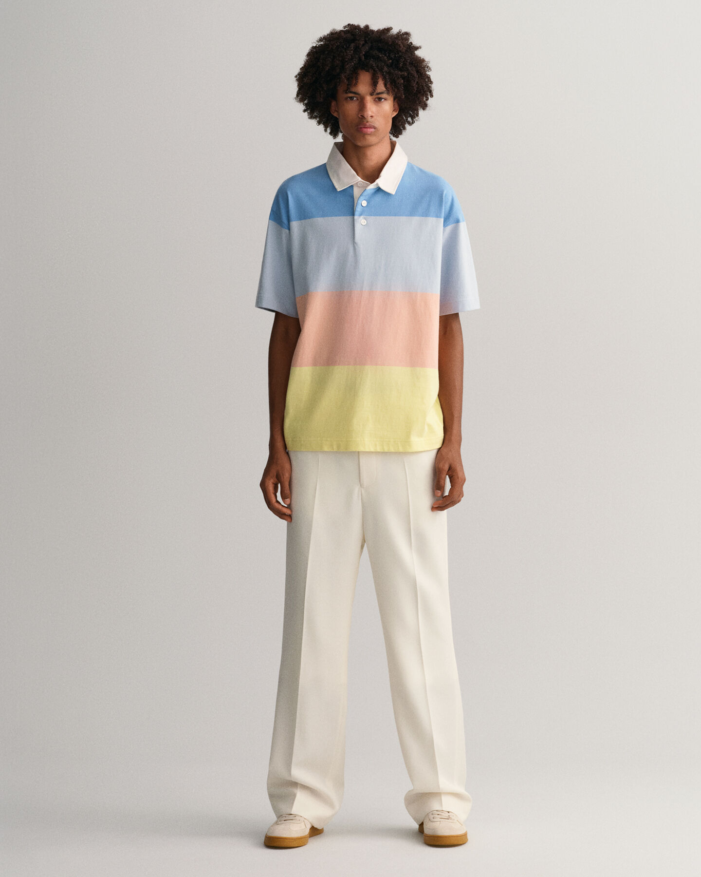 Retro blokstribet kort&aelig;rmet Rugger