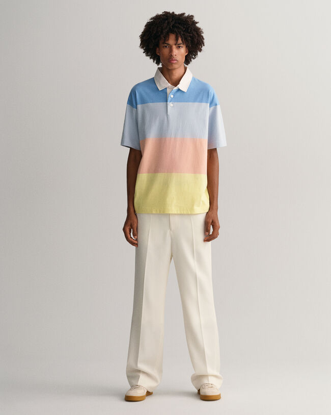 Retro blokstribet kort&aelig;rmet Rugger