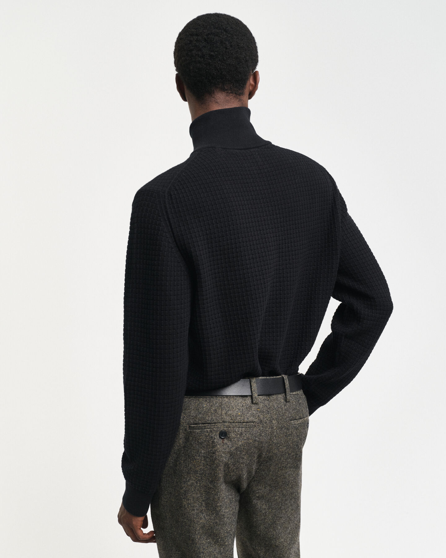 Tekstureret sweater af bomuld med halv lynl&aring;s