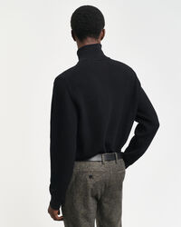 Tekstureret sweater af bomuld med halv lynl&aring;s