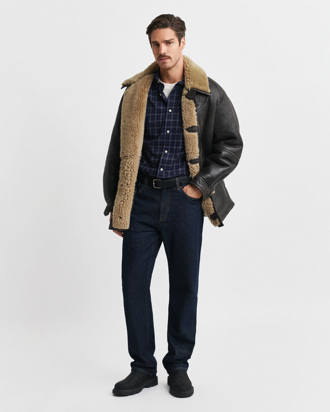 Regular fit klassisk ternet poplin-skjorte