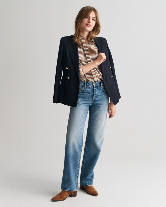 Regular fit klassisk stribet poplin-skjorte