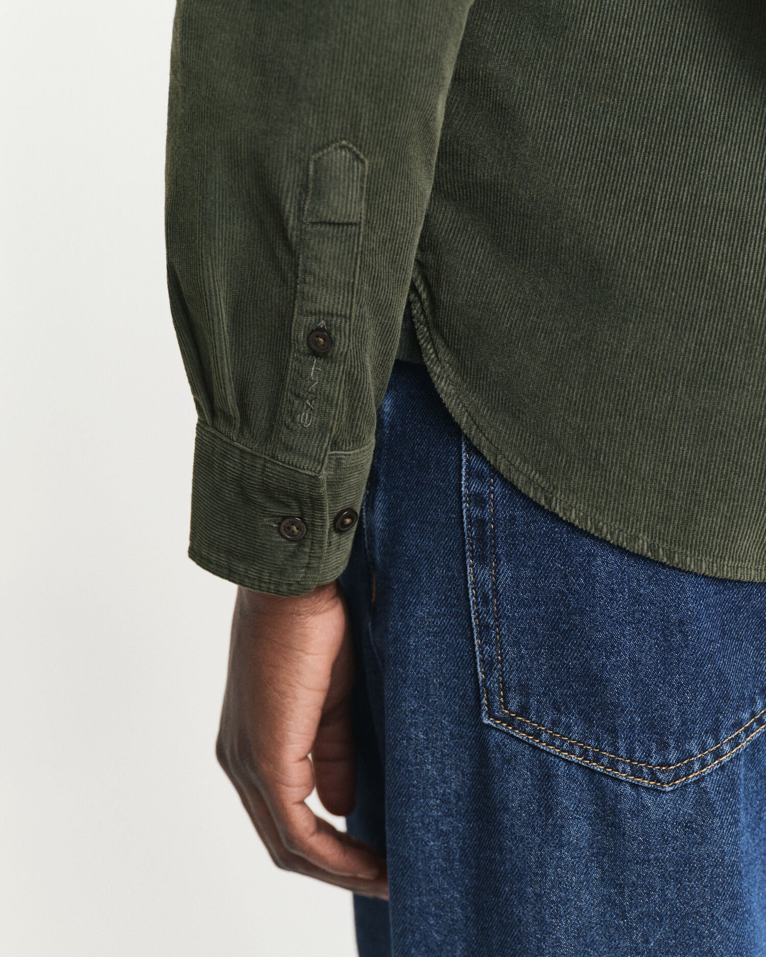 Regular fit skjorte af jernbanefløjl