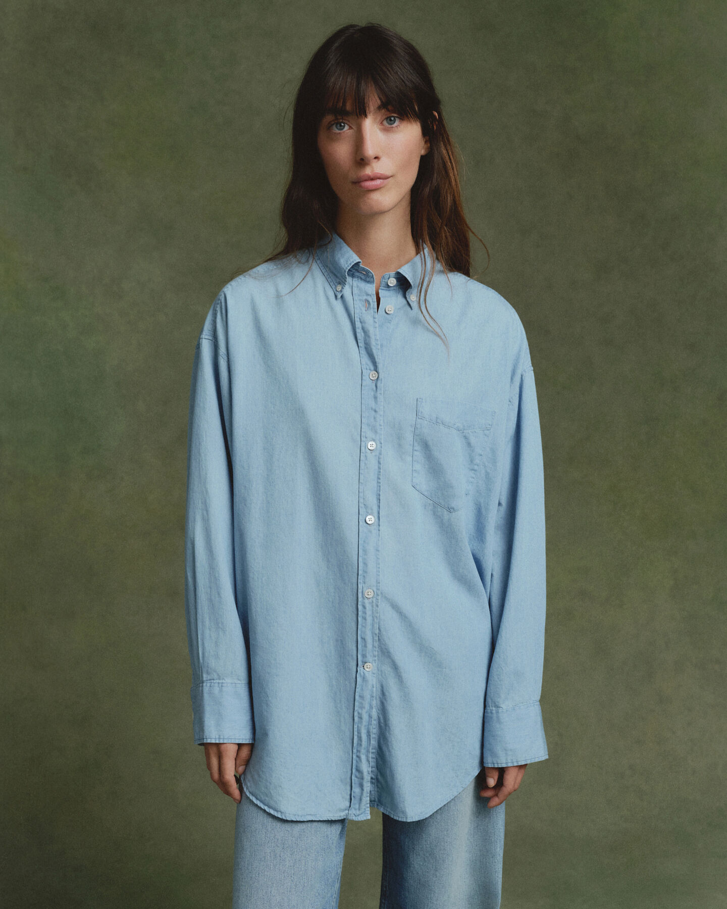 Oversized chambray skjorte