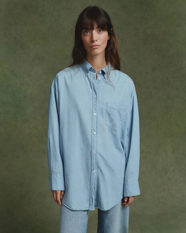 Oversized chambray skjorte